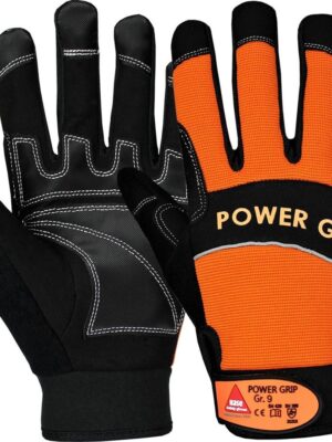 POWER GRIP schwarz/orange, 5-Fg.-Handschuhe Neoprene