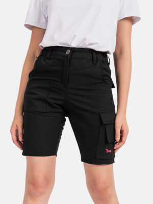 Damen Cargo Shorts Ripstop Kurze-Arbeitshose Schwarz