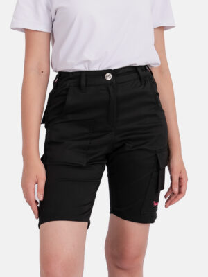Damen leichtes Shorts Sommer Kurze-Arbeitshose Schwarz Stretch Slim Fit