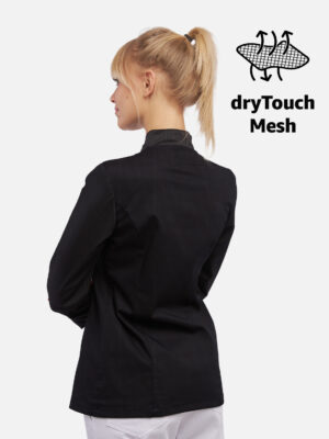 Damen Kochjacke mit dryMesh Rücken und Ärmel - Druckknöpfen -  Langarm