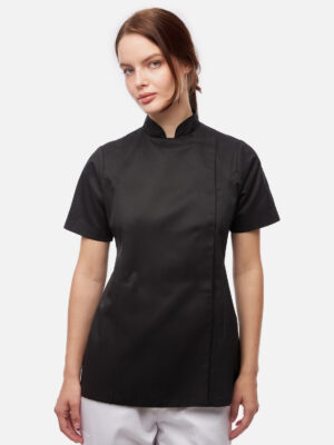 Damen Kochjacke Kurzarm mit Druckknöpfen aus easyClean Baumwolle