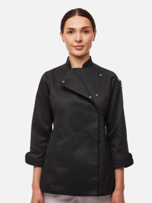 Damen Kochjacke Langarm mit Druckknöpfen aus easyClean Baumwolle