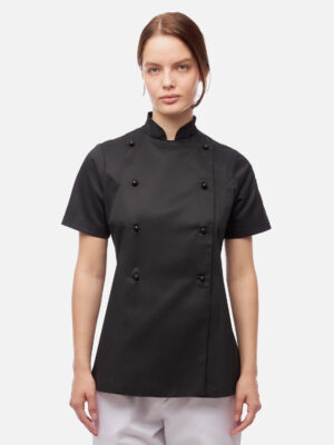 Damen Kochjacke mit Stretch Rücken inkl. Kugelknöpfe Kurzarm