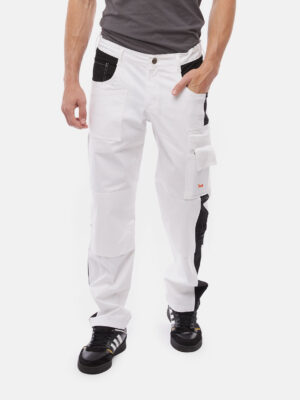 Herren Stretch Malerhose mit Kniepolstertaschen Stuckateur Arbeitshose Weiß