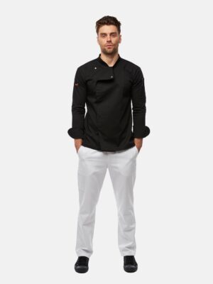Herren Kochhose mit Gummizug Cargo Regular Fit Weiß / Schwarz
