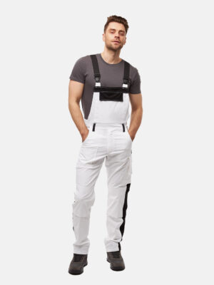 Herren Stretch Maler Latzhose mit Kniepolstertaschen Stuckateur Arbeitshose Regular Fit