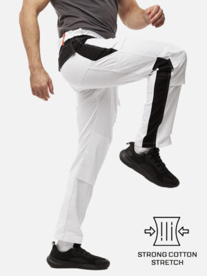 Herren Malerhose Weiß aus Stretch Strong Baumwolle mit Kniepolstertaschen