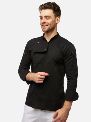 Soft Stretch Kochjacke Herren mit Druckknöpfen Langarm