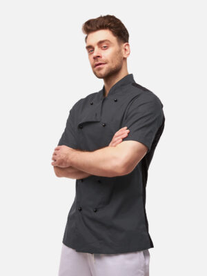 Herren Kochjacke mit Stretch Rücken inkl. Kugelknöpfe - Kurzarm