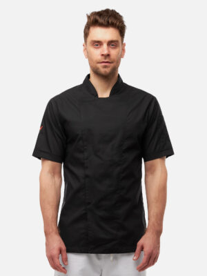 Kochjacke Herren mit Stretch Rücken -  Druckknöpfen - Kurzarm