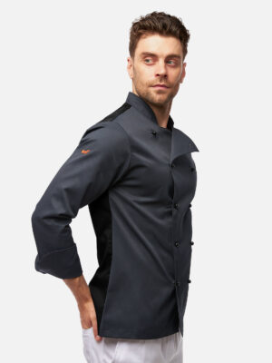 Herren Kochjacke mit Stretch Rücken inkl. Kugelknöpfe - Langarm