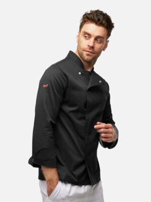 Kochjacke Herren mit Stretch Rücken -  Druckknöpfen - Langarm