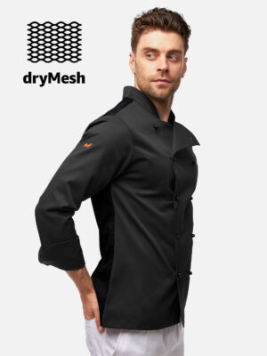 easyClean Herren Kochjacke mit dryMesh Rücken und Ärmel - inkl Kugelknöpfen -  Langarm